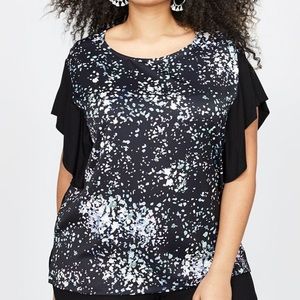1X MICHEL STUDIO FLUTTER SLEEVE TOP